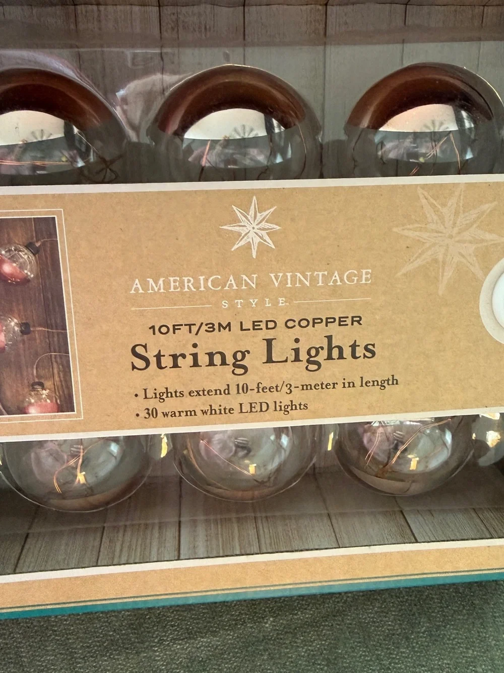 American Vintage Copper String Lights with Rose-Tinted Bulbs